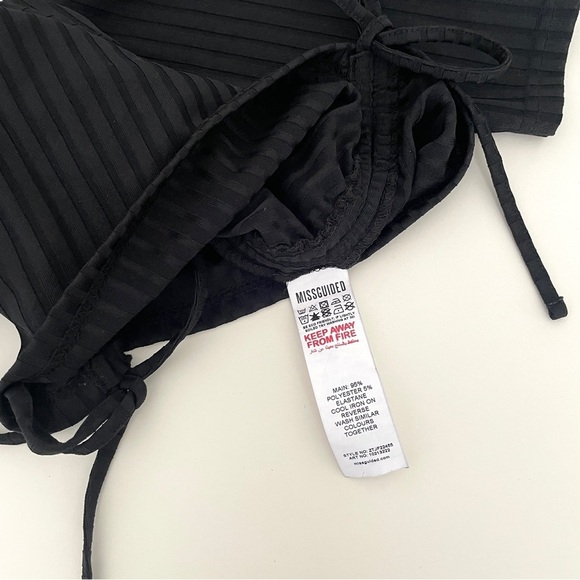 Missguided Ruched Ribbed Knit Side Tie Top - Picture 6 of 6